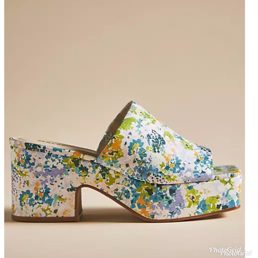 Anthropologie Maeve Platform heels floral blocked heel size 37 - Picture 1 of 11